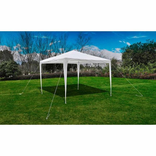 vidaXL Gazebo White Polyethylene, Steel 10 x 10 ft Lightweight Gazebo