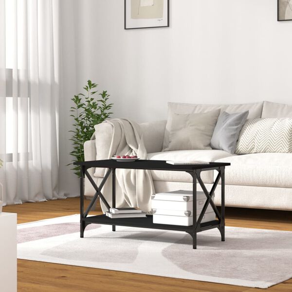 vidaXL Coffee Table Black Engineered wood, Iron