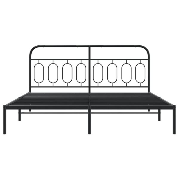 vidaXL Bed Frame Black Steel 63 x 79 in Bed Frame Rectangular Modern