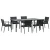 vidaXL 7 Piece Patio Dining Set with Cushions Poly Rattan and Steel