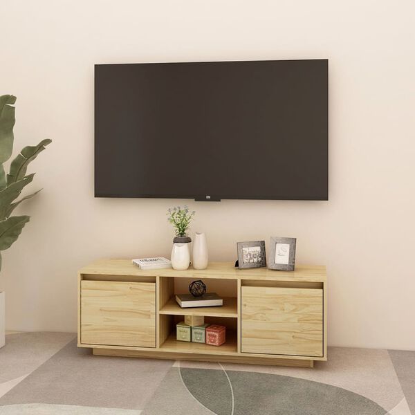 vidaXL TV Cabinet Natural Pine Solid Pinewood Compact TV Cabinet