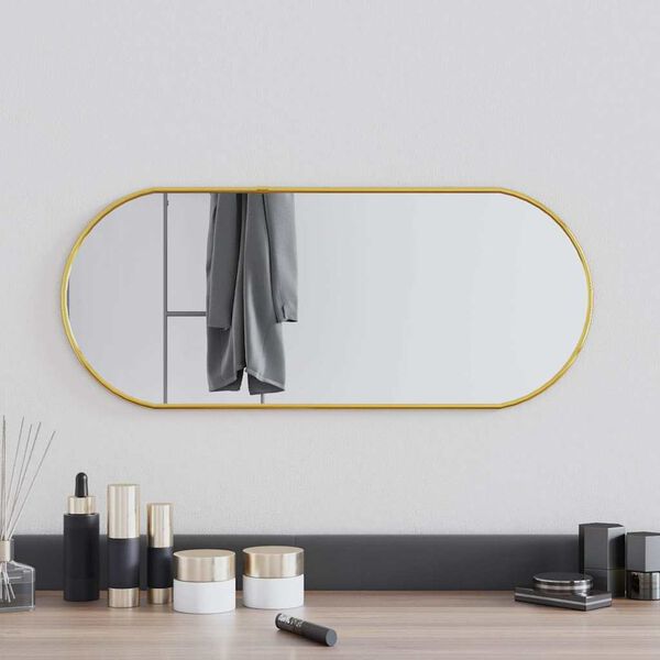 vidaXL Wall Mirror Gold Glass 23.6 x 9.8 in Mirror Wall Mirror Oval
