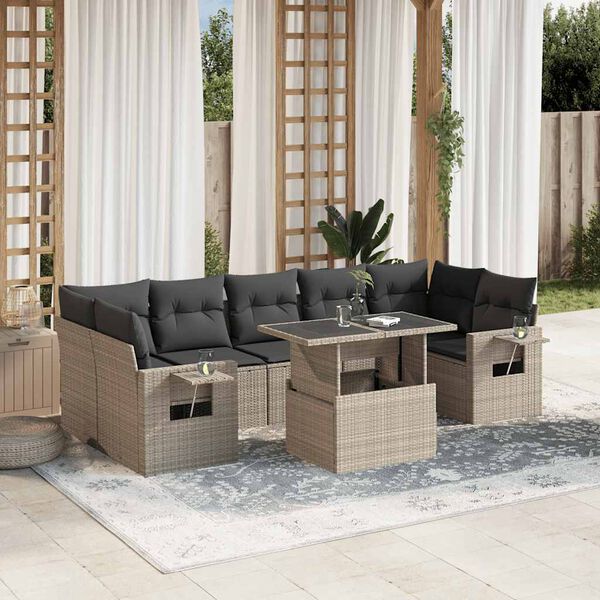 vidaXL Garden Sofa Set Light Grey, Anthracite