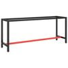 vidaXL Work Bench Frame Matte Black and Red Powder-coated metal Large