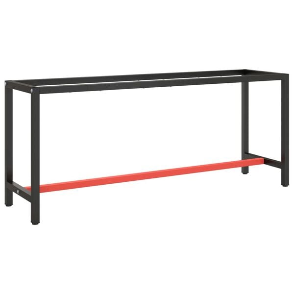 vidaXL Work Bench Frame Matte Black and Red Powder-coated metal Large