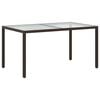 vidaXL Patio Table 59.1"x35.4"x29.5" Tempered Glass and Poly Rattan Brown