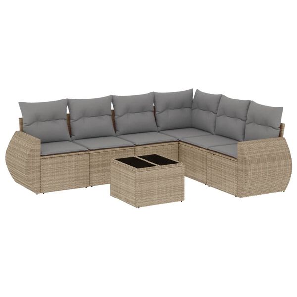 vidaXL Garden Sofa Set Beige Poly Rattan Large Modular Garden Sofa Set