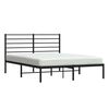 vidaXL Bed Frame Black Powder-Coated Steel 63 x 79 in Bed Frame