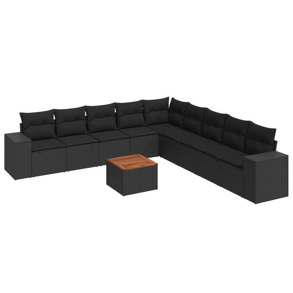 vidaXL Garden Sofa Set Black PE rattan Large Modular Garden Sofa Set