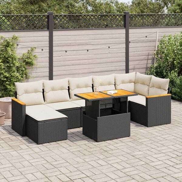 vidaXL Garden Sofa Set Black, Cream White
