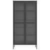 vidaXL Highboard Black Powder-coated steel, ribbed glass Large Highboard