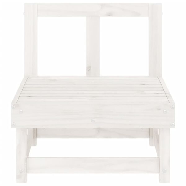 vidaXL Garden Middle Sofa White Solid Pine Wood Medium Modular