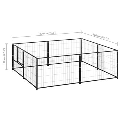 vidaXL Dog Kennel Black 43.1 ft² Steel