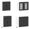 vidaXL Kitchen Cabinet Set Black Engineered wood and glass