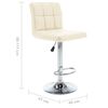 vidaXL Bar Stool Set of 2 Cream Faux Leather and Steel