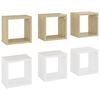 vidaXL Cube Shelf Set of 6 White and Sonoma Oak Engineered Wood Small