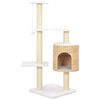 vidaXL Cat Tree Natural, White Seagrass, Soft Plush, Sisal Rope Medium