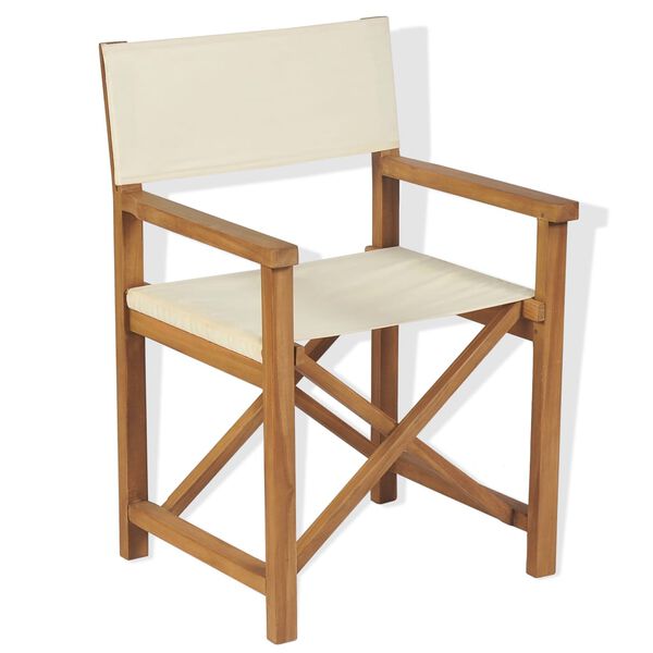 vidaXL Director Chair Brown and cream Solid teak wood and fabric