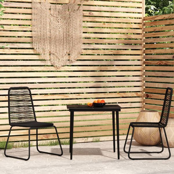 vidaXL Garden Dining Set Black Powder-coated steel, glass, PE rattan