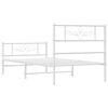 vidaXL Bed Frame White Powder-Coated Steel Twin Bed Frame Rectangular
