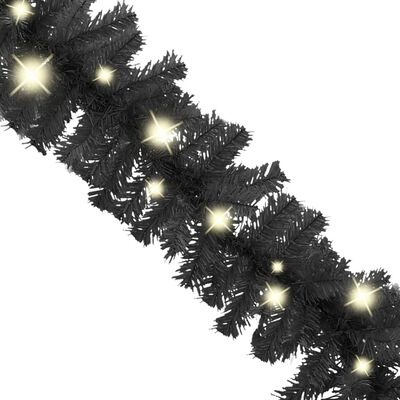 vidaXL Christmas Garland with LED Lights 787.4" Black