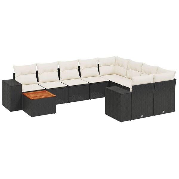 vidaXL Garden Sofa Set Black and Cream white