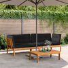 vidaXL Garden Pallet Corner Sofa Natural wood with Black cushions