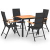 vidaXL Dining Set Black and Brown PE rattan Standard Size Durable