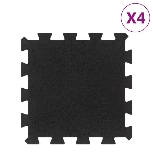 vidaXL Rubber Floor Tiles 4 pcs Black 0.63" 11.8"x11.8"