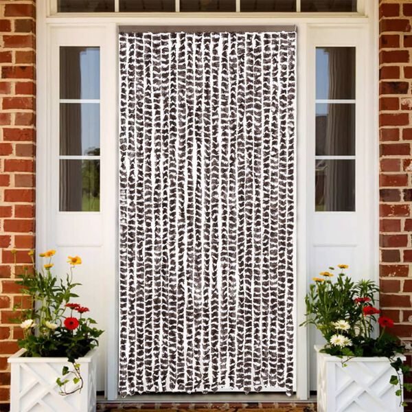 vidaXL Fly Curtain Brown and White 35.4x78.7" Chenille