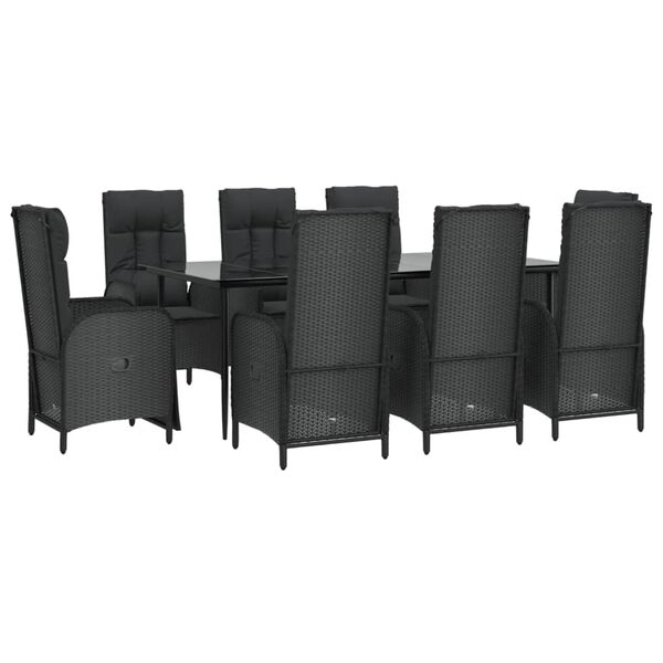 vidaXL Patio Dining Set Black PE rattan Dining table: 78.7 in length