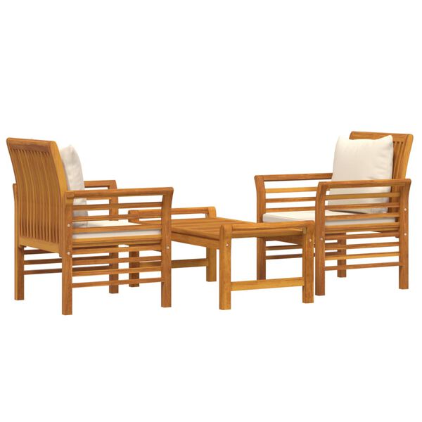 vidaXL Garden Lounge Set Cream White and Natural Wood