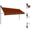 vidaXL Retractable Awning Orange and Brown Polyester with PU coating, Steel
