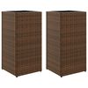 vidaXL Garden Planter Set of 2 Brown Powder-coated steel, PE rattan