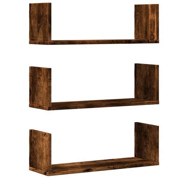 vidaXL Wall Shelf Smoked Oak Engineered Wood Medium Wall Mounting