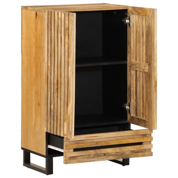 vidaXL Highboard Rough Mango, Steel Solid Rough Mango Wood, Steel Tall