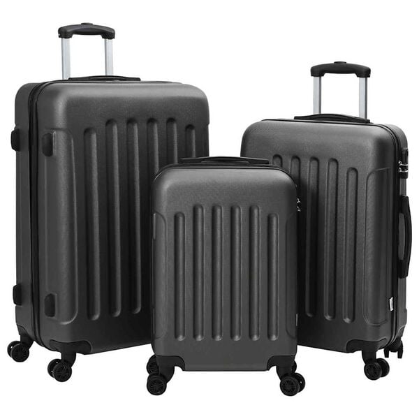 vidaXL Suitcase 3 pcs Dark Grey 19.69 x 12.20 x 30.71 in ABS Plastic
