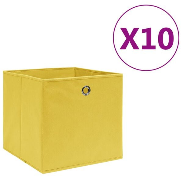 vidaXL Storage Box Set of 10 Yellow Non-woven fabric