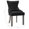 vidaXL Dining Chair Set of 2 Black Fabric (100% polyester), rubberwood