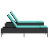 vidaXL Patio Sun Lounger Black lounger, Blue cushion