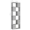 vidaXL Book Cabinet Room Divider Concrete Grey Engineered wood Standard