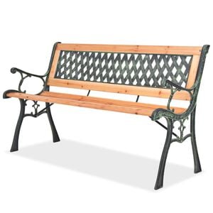 vidaXL Garden Bench Wood Brown, Black Wood, Wrought Iron, PVC Standard