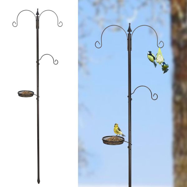 HI Bird Feeder Black Metal Standard Hooks Bird Feeder Cylindrical