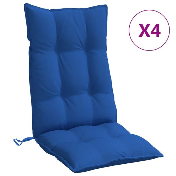 vidaXL Highback Chair Cushion Set of 4 Royal Blue