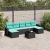 vidaXL 8 Piece Patio Sofa Set with Cushions Black Poly Rattan