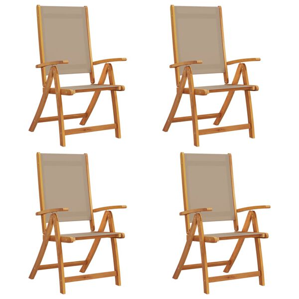 vidaXL Folding Garden Chair Set of 4 Taupe