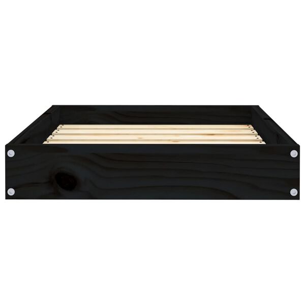 vidaXL Dog Bed Black Solid pine wood Durable Dog Bed Rectangular