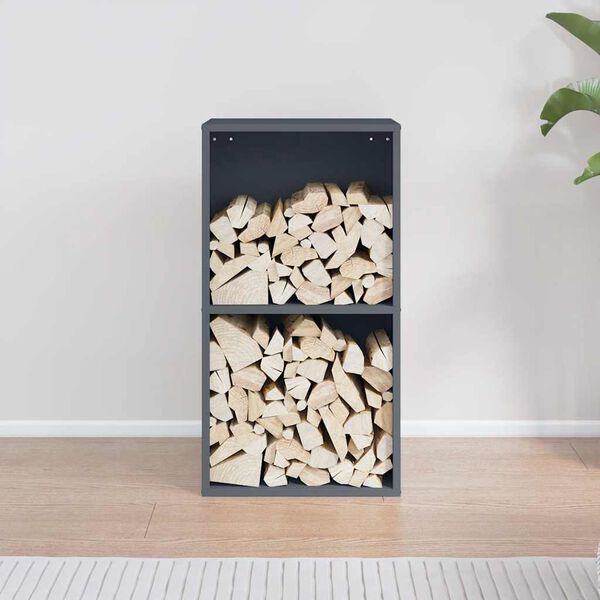vidaXL Firewood Rack Anthracite 15.7x11.8x29.5" Cold-rolled steel