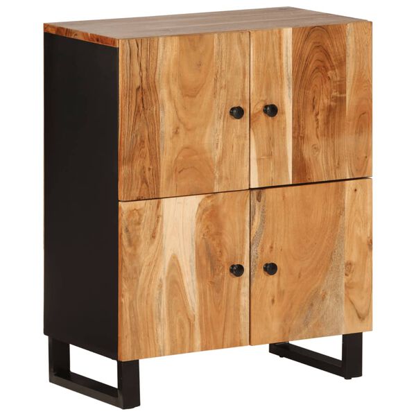 vidaXL Sideboard Natural wood and black Solid acacia wood and metal