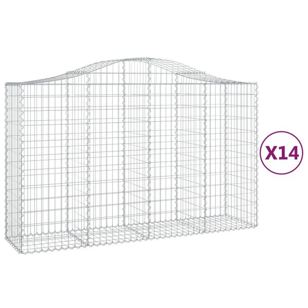 vidaXL Gabion Basket Set of 14 Silver Galvanized Iron